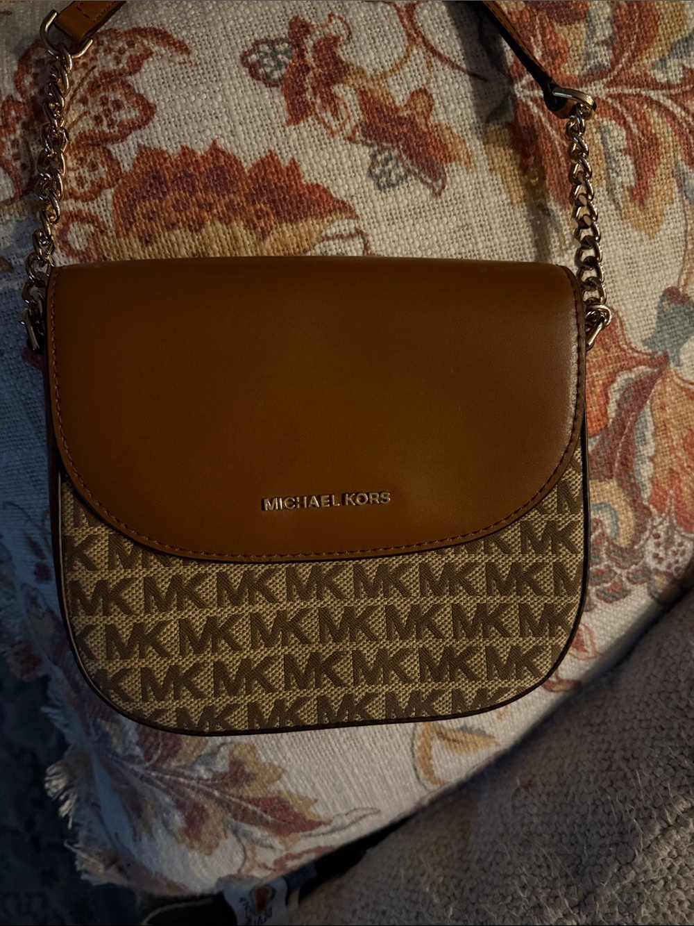 Michael Kors Tan and Brown Signature Crossbody Bag 7x7